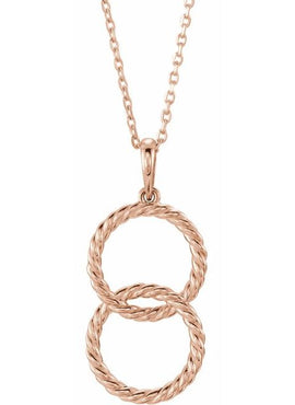 14K White Gold Interlocking Circle 16-18