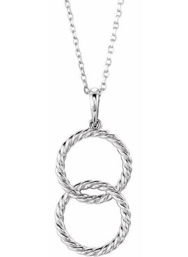 14K White Gold Interlocking Circle 16-18