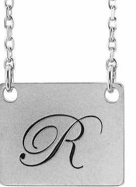 14K White Gold Engravable Geometric 16-18