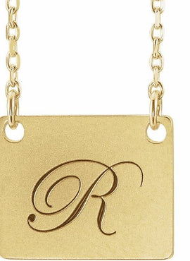 14K White Gold Engravable Geometric 16-18
