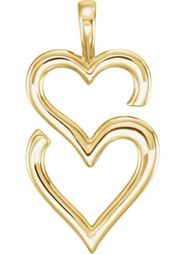 14K White Gold Double Heart Pendant