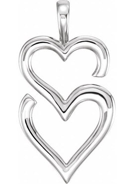 14K White Gold Double Heart Pendant