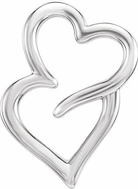 14K White Gold Double Heart Slide Pendant