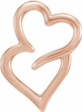 14K White Gold Double Heart Slide Pendant