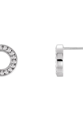 14K White Gold Beaded Stud Earrings