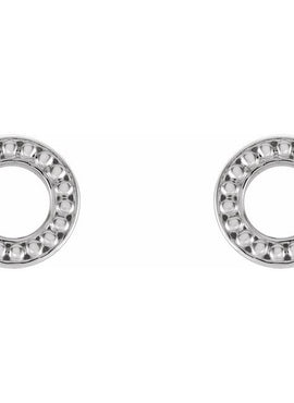 14K White Gold Beaded Stud Earrings