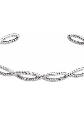 14K White Gold Rope Cuff 6 1/4 In Bracelet