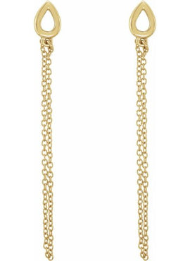 14K White Gold Leaf Chain Earrings