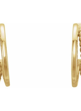 14K White Gold Beaded 11.8 mm Hoop Earrings