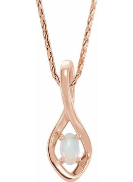 14K White Gold Natural White Opal Pendant