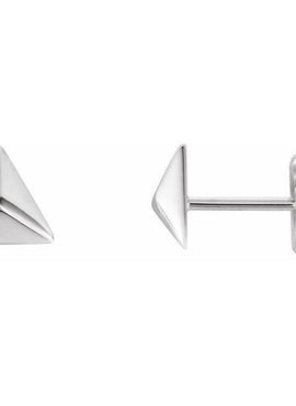 14K White Gold Pyramid Single Earring