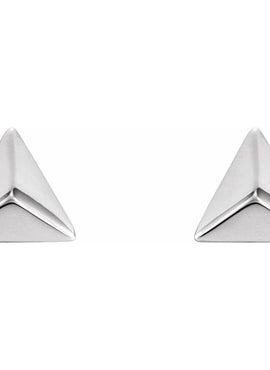 14K White Gold Pyramid Single Earring