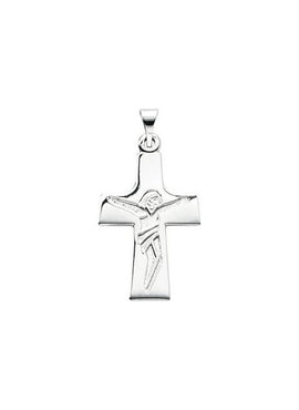 14K White Gold 30.3x16 mm Crucifix Pendant
