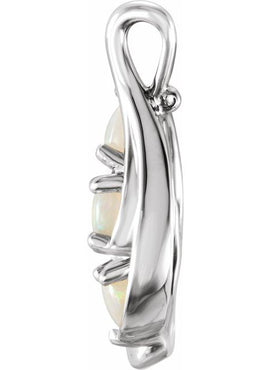 14K White Gold Natural White Opal Three-Stone Pendant