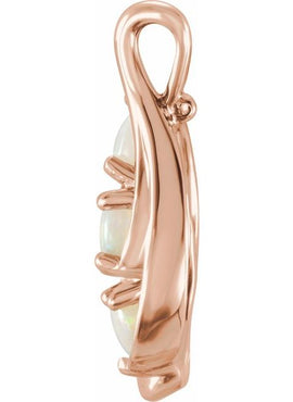 14K White Gold Natural White Opal Three-Stone Pendant