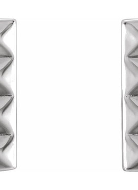 14K White Gold Pyramid Bar Earrings