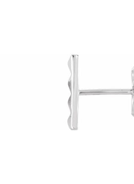 14K White Gold Pyramid Bar Earrings