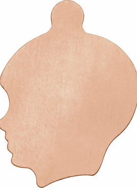 14K Rose Gold 20 Gauge Boy's Head Stamping with External Undrilled Eyelet