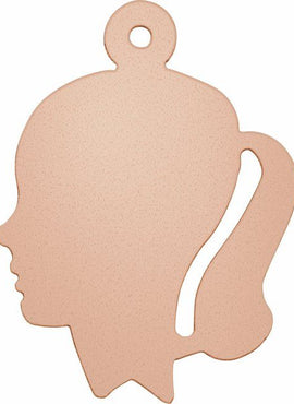 14K Rose Gold 20 Gauge Girl's Head Stamping with External Drilled Eyelet