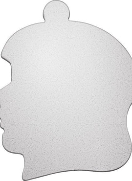 14K White Gold 20 Gauge Girl's Head Stamping with External Undrilled Eyelet
