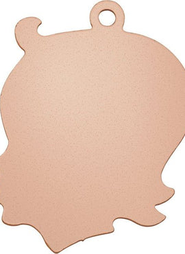 14K Rose Gold 20 Gauge Baby Head Stamping with External Drilled Eyelet