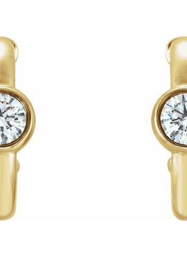 14K White Gold 1/5 CTW  Natural Diamond Huggie Hoop Earrings