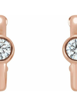 14K White Gold 1/5 CTW  Natural Diamond Huggie Hoop Earrings