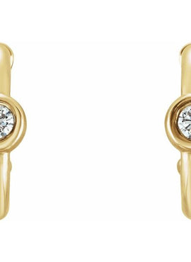 14K White Gold 1/5 CTW  Natural Diamond Huggie Hoop Earrings