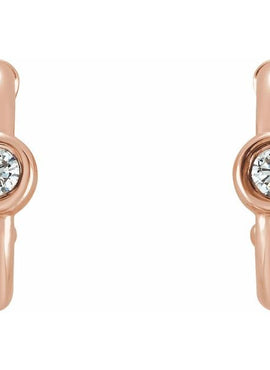 14K White Gold 1/5 CTW  Natural Diamond Huggie Hoop Earrings