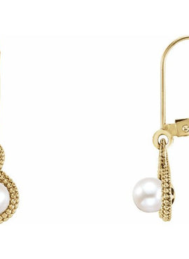 14K White Gold Beaded Cultured Freshwater Pearl Earrings