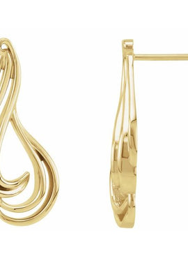 14K White Gold Freeform Earrings