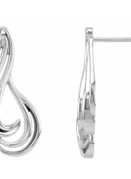 14K White Gold Freeform Earrings