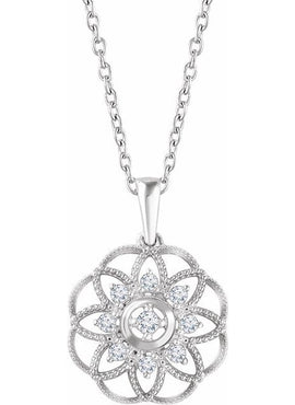 14K White Gold 1/5 CTW Natural Diamond Granulated Filigree 16-18
