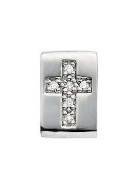 14K White Gold 1/10 CTW Natural Diamond Cross Slide Pendant
