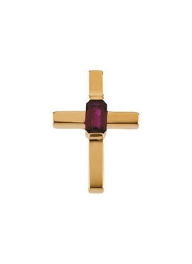 14K Yellow Gold Natural Ruby Cross Pendant