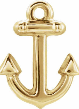 14K Yellow Gold 16 Gauge Anchor Stamping with External Drilled Eyelet