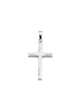 14K White Gold 24x16 mm Cross Pendant