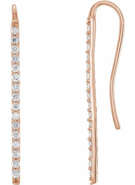14K Yellow Gold 1/3 CTW Natural Diamond Bar Earrings