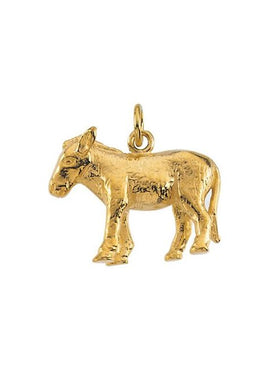 Sterling Silver 15.5x12.75 mm Nativity Donkey Pendant
