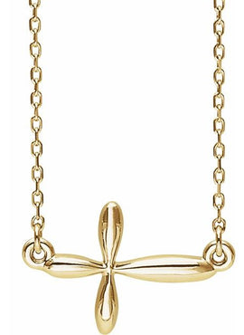 14K White Gold Sideways Cross 16-18
