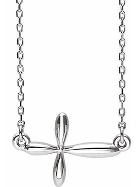 14K White Gold Sideways Cross 16-18