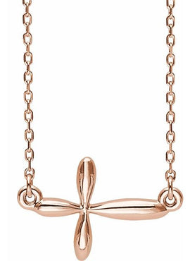 14K White Gold Sideways Cross 16-18