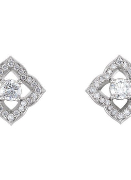 14K White Gold 3/4 CTW Natural Diamond Halo-Style Clover Earrings