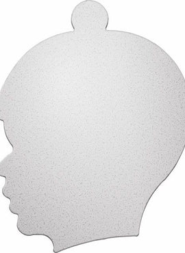 14K White Gold 16 Gauge Boy's Head Stamping with External Undrilled Eyelet