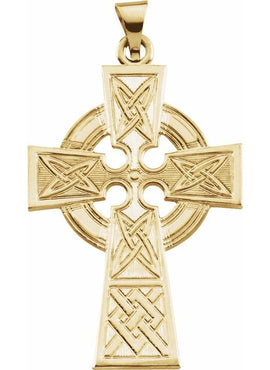 14K Yellow Gold Celtic-Inspired Cross Pendant