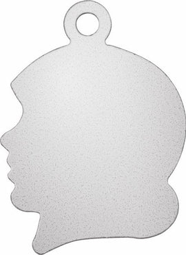 14K Rose Gold 20 Gauge Girl's Head Stamping with External Drilled Eyelet