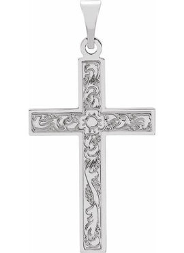 14K Rose Gold 49.1x25 mm Cross Pendant
