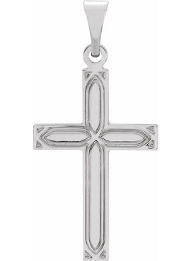 14K White Gold Cross Pendant