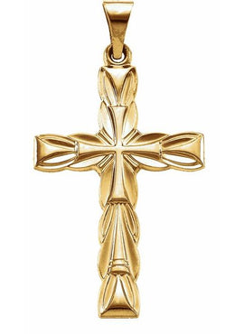 14K White Gold 23.5x15.5 mm Cross Pendant