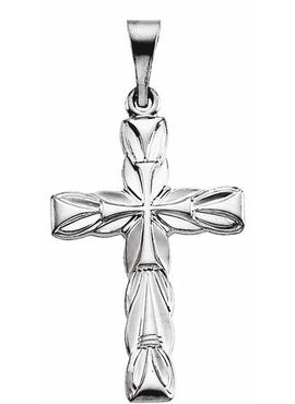 14K White Gold 23.5x15.5 mm Cross Pendant